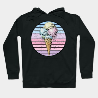 Triple Scoop Ice Cream Ice Cream Cone Ice Cream Lover Holiday Shirt Retro Style Gift Japanese Style Art Hoodie